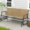Costway Patio Glider Bench for 3, Swing Gliding Long Seat with Curved Teak Armrests Gray